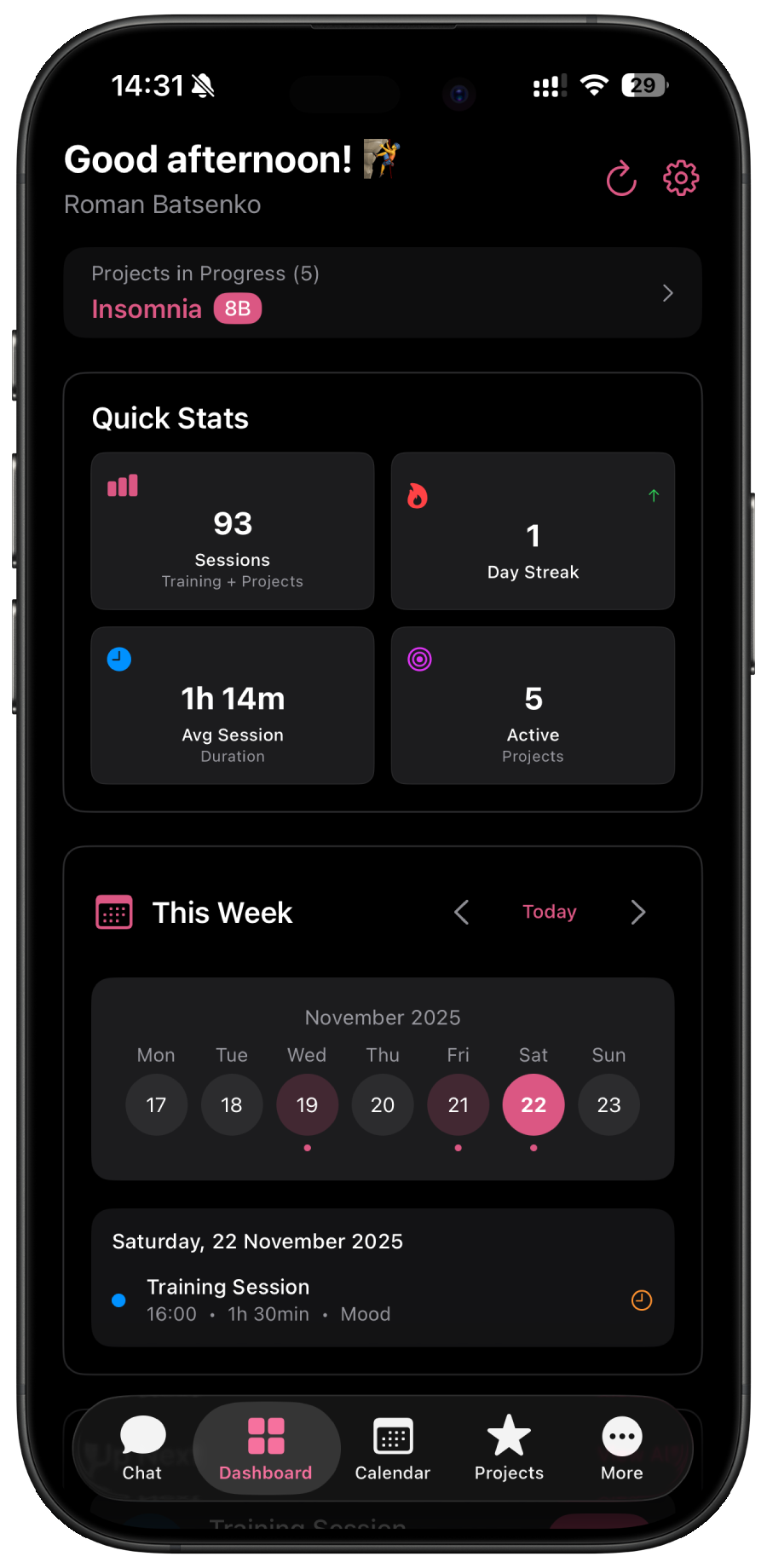 Dashboard on mobile